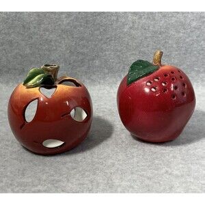 Apple Shaped Tea Light Holders Ceramic Cottagecore Country Chic Homestead Decor